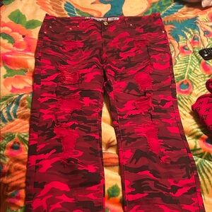 Red Camo Distressed Pants